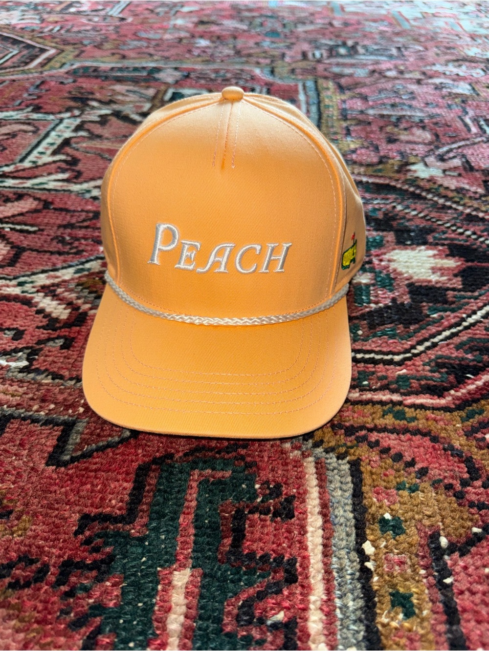 Masters Peach Embroidered Peach-Color Rope Cap
